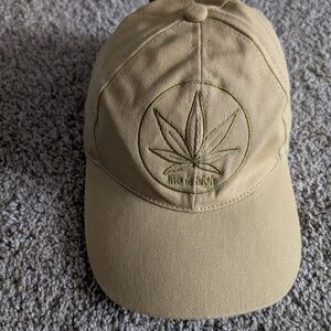 New! Life Is High Cannabis Tan Cap with Embroidered Leaf Design OS